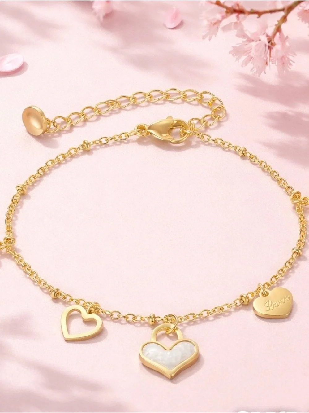 18K Gold Plated Golden Hearts Bracelet